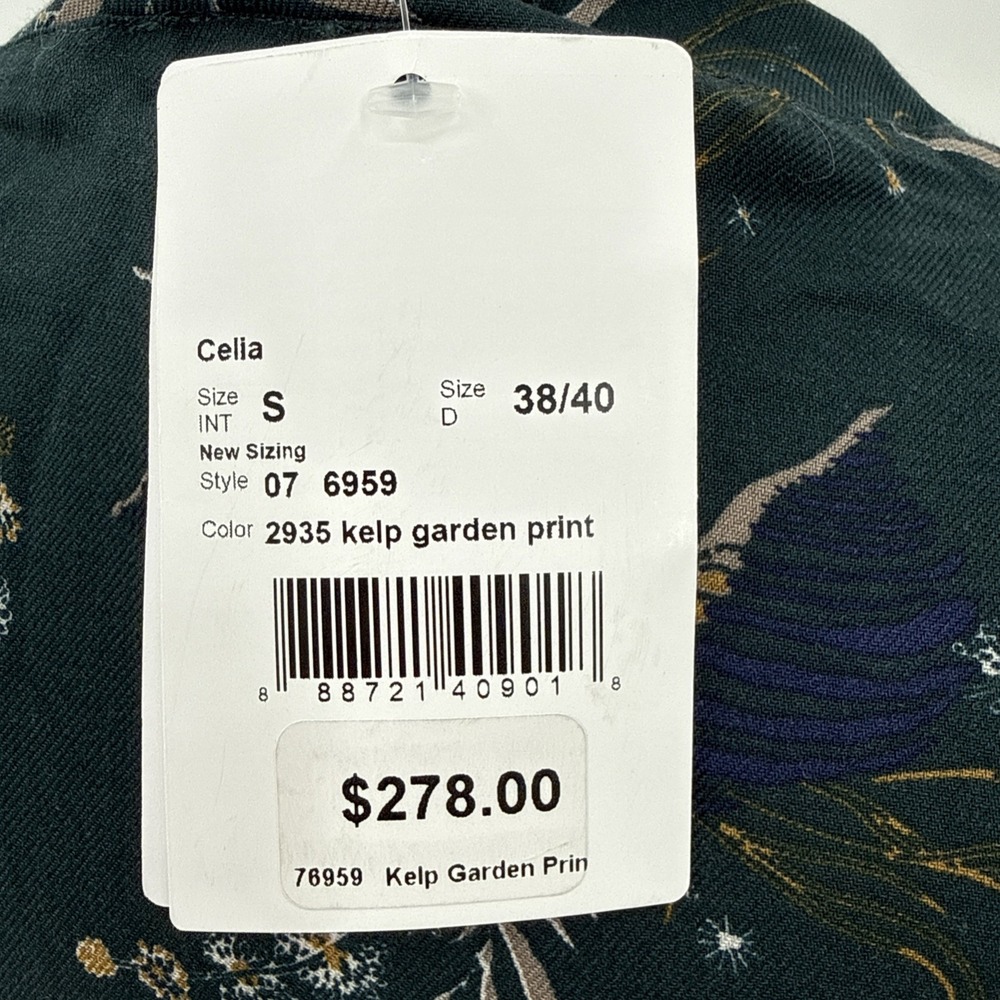 Hanro Womens Green Kelp Garden Print Long Robe Size Small Designer Luxury NWT - Picture 6 of 11